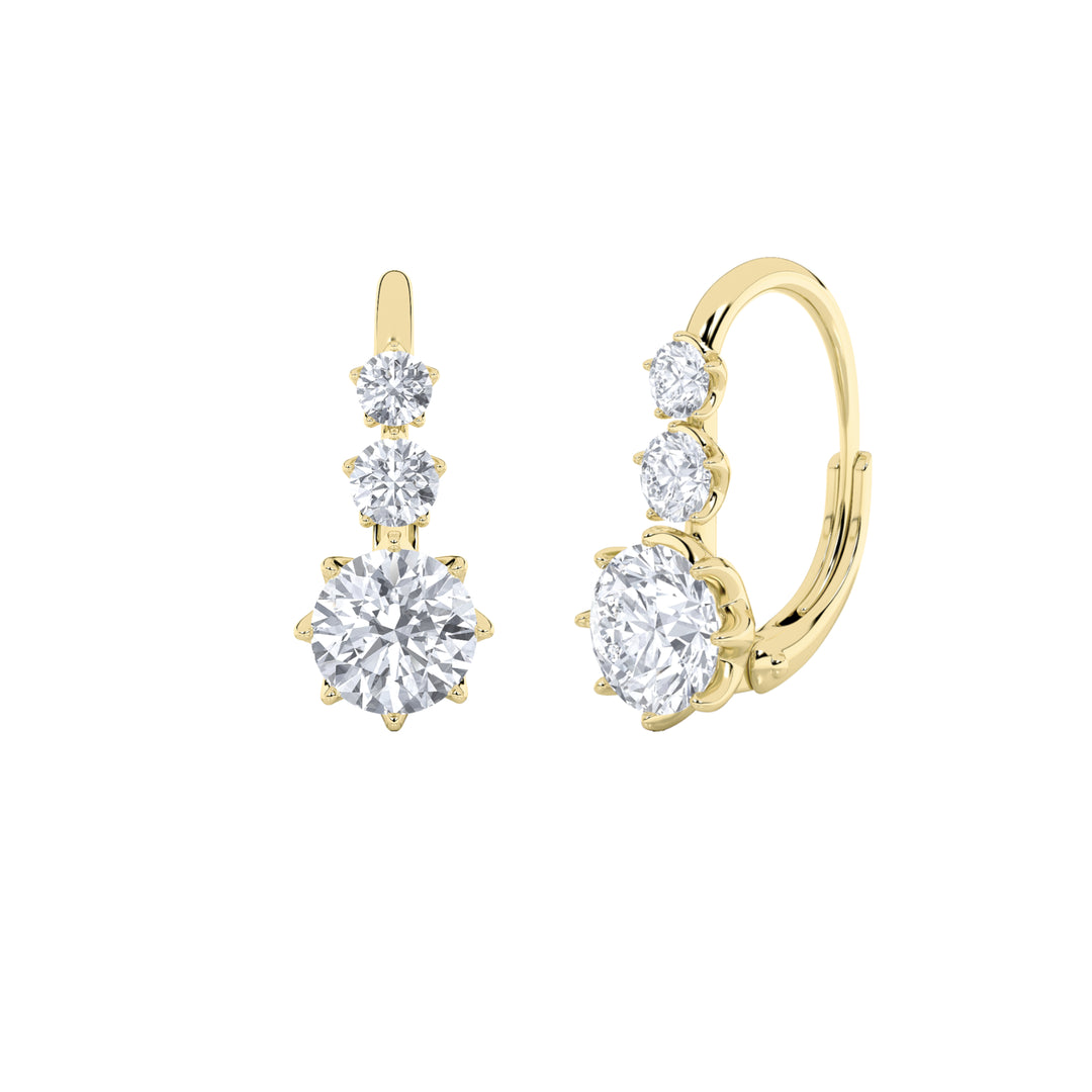 2.5CTW Round Shaped Lab Grown Diamond (F/VS) Antique Design Earrings in 14K Gold