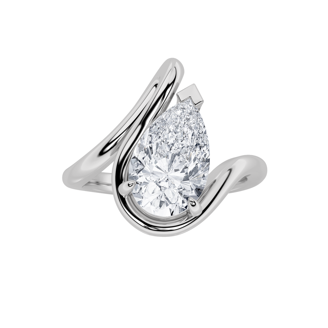 14KW 2ct Lab Diamond Pear Solitaire Engagement Ring