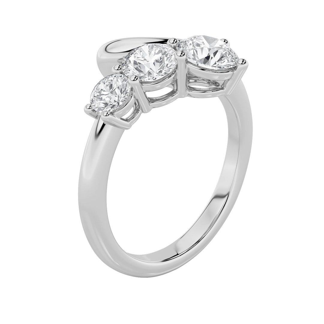 1.5CTW Round Shaped Lab Grown Diamond (F/VS) Three Stone Ring in 14K Gold