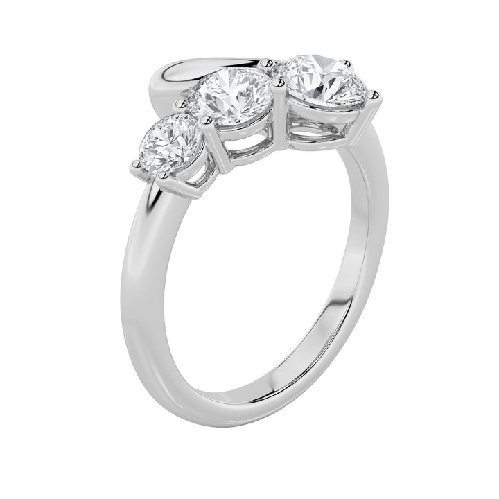 1.5CTW Round Shaped Lab Grown Diamond (F/VS) Three Stone Ring in 14K Gold