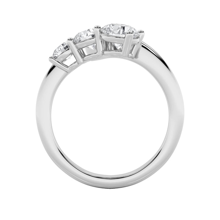 1.5CTW Round Shaped Lab Grown Diamond (F/VS) Three Stone Ring in 14K Gold