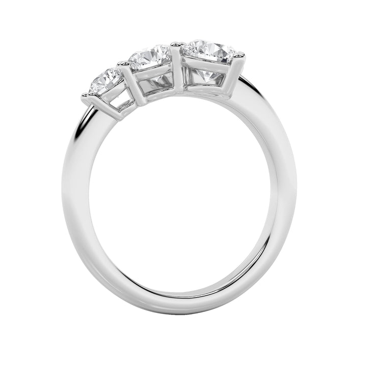 1.5CTW Round Shaped Lab Grown Diamond (F/VS) Three Stone Ring in 14K Gold