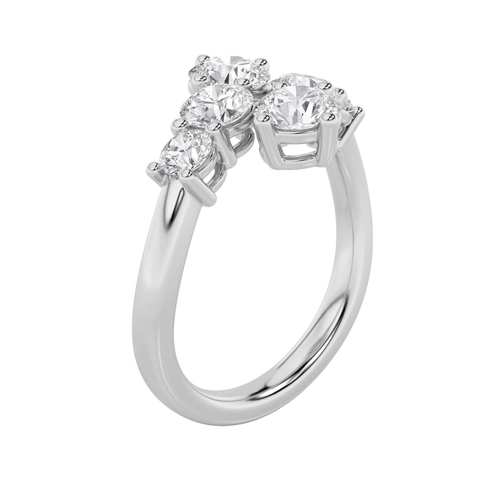 2CTW Round Shaped Lab Grown Diamond (F/VS) Three Stone Ring in 14K Gold