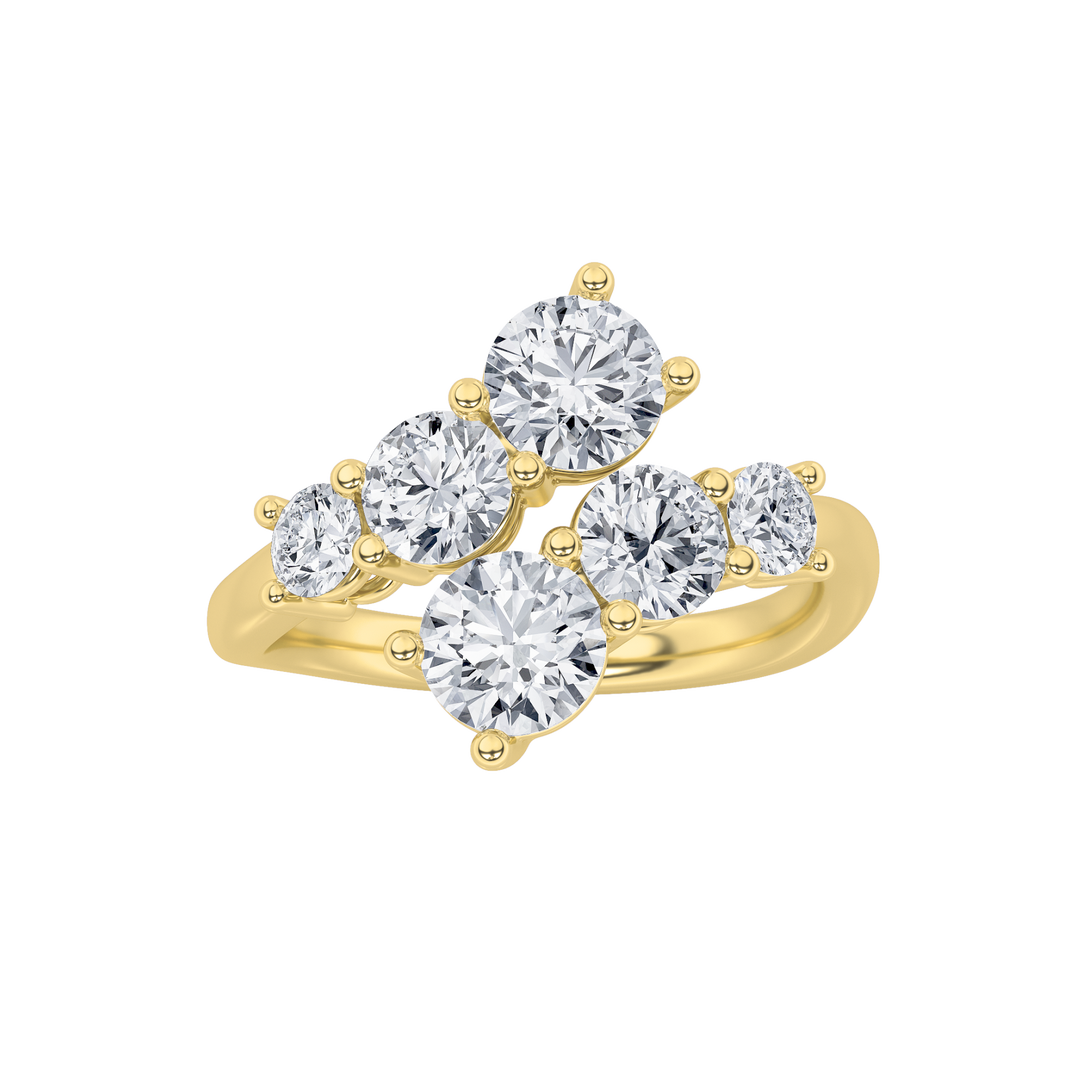 14K Yellow Gold 2ctw Lab Diamond Cluster Ring F+VS+