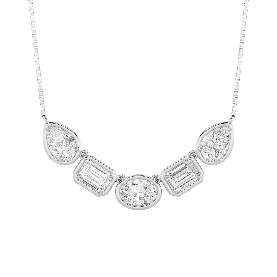 2.5Cttw Oval Shaped Lab Grown Diamond (F/VS) FiveStone Necklace in 14K Gold