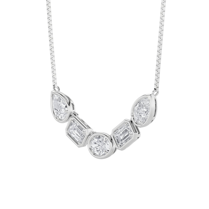 2.5Cttw Oval Shaped Lab Grown Diamond (F/VS) FiveStone Necklace in 14K Gold