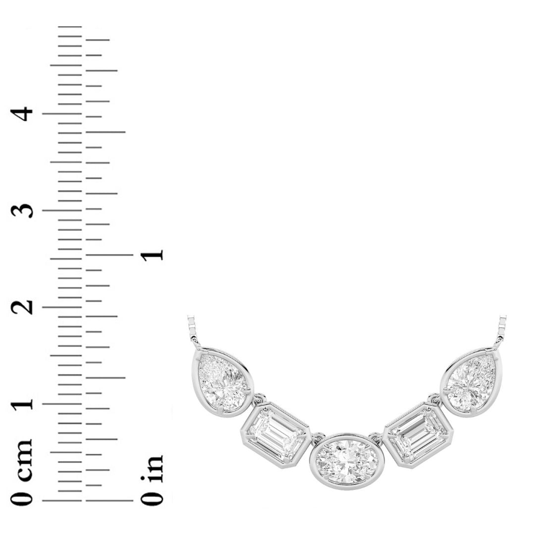 2.5Cttw Oval Shaped Lab Grown Diamond (F/VS) FiveStone Necklace in 14K Gold