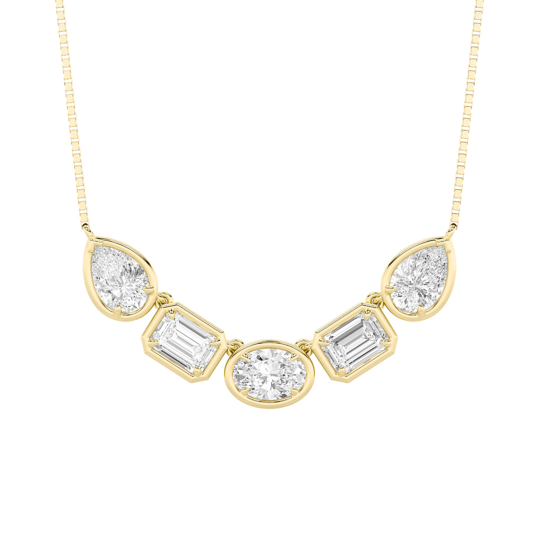 2.5Cttw Oval Shaped Lab Grown Diamond (F/VS) FiveStone Necklace in 14K Gold