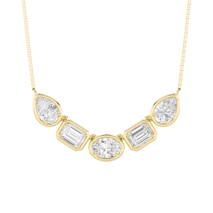 2.5Cttw Oval Shaped Lab Grown Diamond (F/VS) FiveStone Necklace in 14K Gold