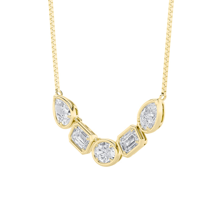 2.5Cttw Oval Shaped Lab Grown Diamond (F/VS) FiveStone Necklace in 14K Gold