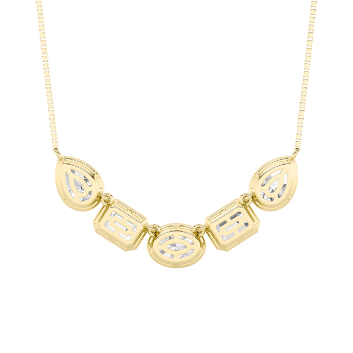 2.5Cttw Oval Shaped Lab Grown Diamond (F/VS) FiveStone Necklace in 14K Gold