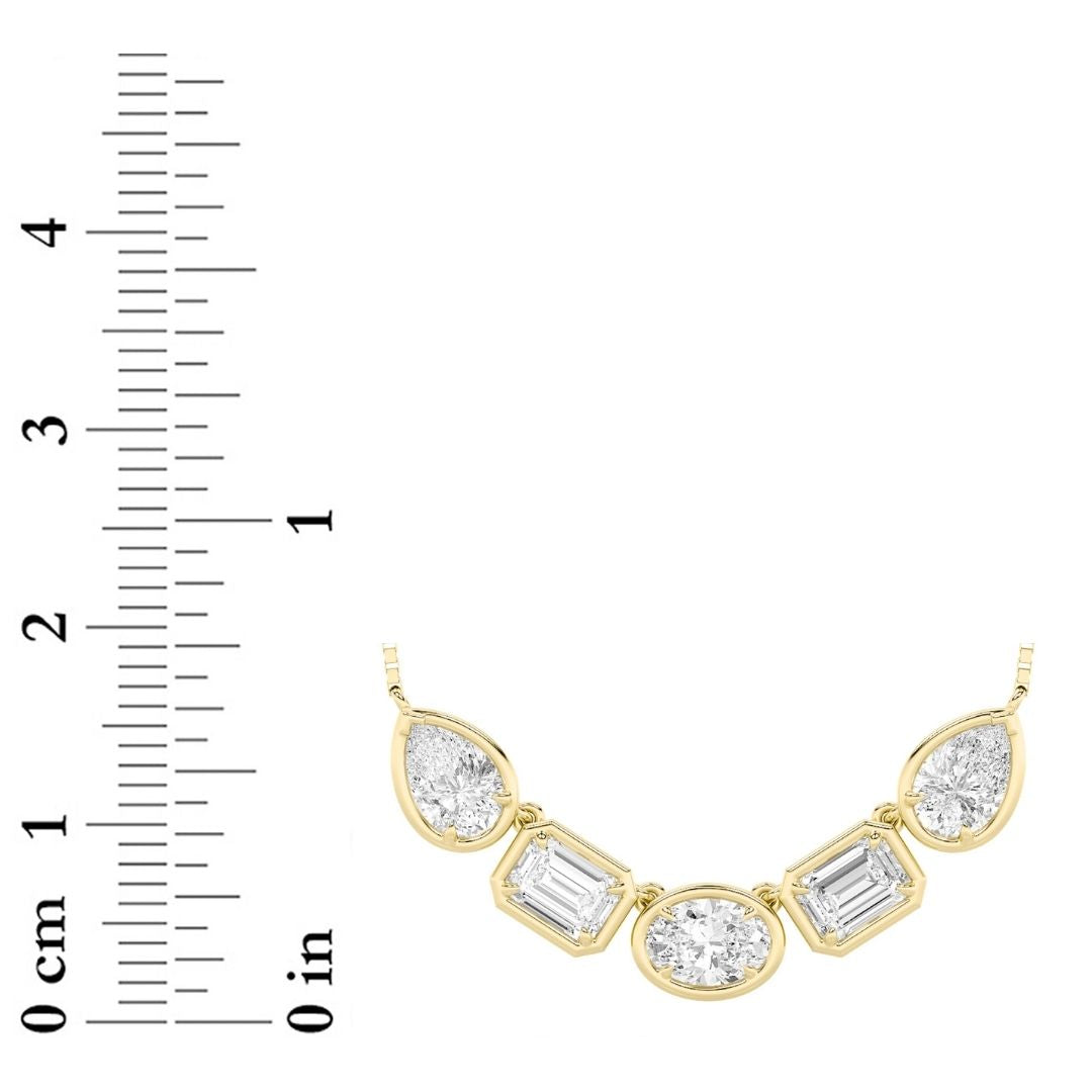 2.5Cttw Oval Shaped Lab Grown Diamond (F/VS) FiveStone Necklace in 14K Gold