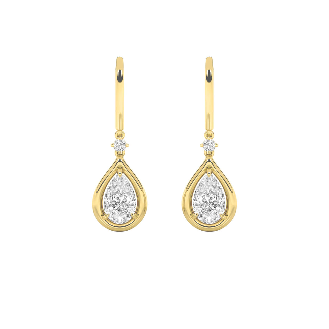 2Cttw Pear Shaped Lab Grown Diamond (F/VS) DangleEarrings in 14K Gold