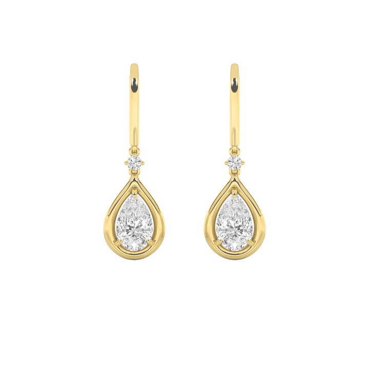 2Cttw Pear Shaped Lab Grown Diamond (F/VS) DangleEarrings in 14K Gold