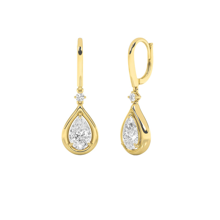 2Cttw Pear Shaped Lab Grown Diamond (F/VS) DangleEarrings in 14K Gold