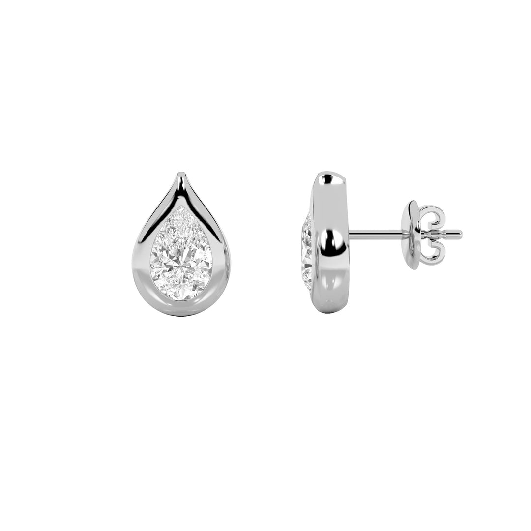 2CTW Pear Shaped Lab Grown Diamond (F/VS) Stud Earrings in 14K Gold