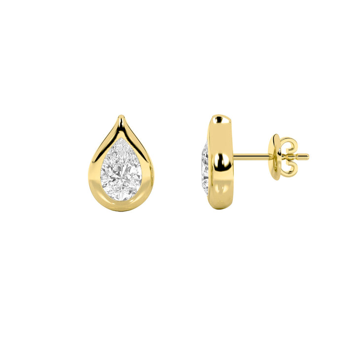 2CTW Pear Shaped Lab Grown Diamond (F/VS) Stud Earrings in 14K Gold