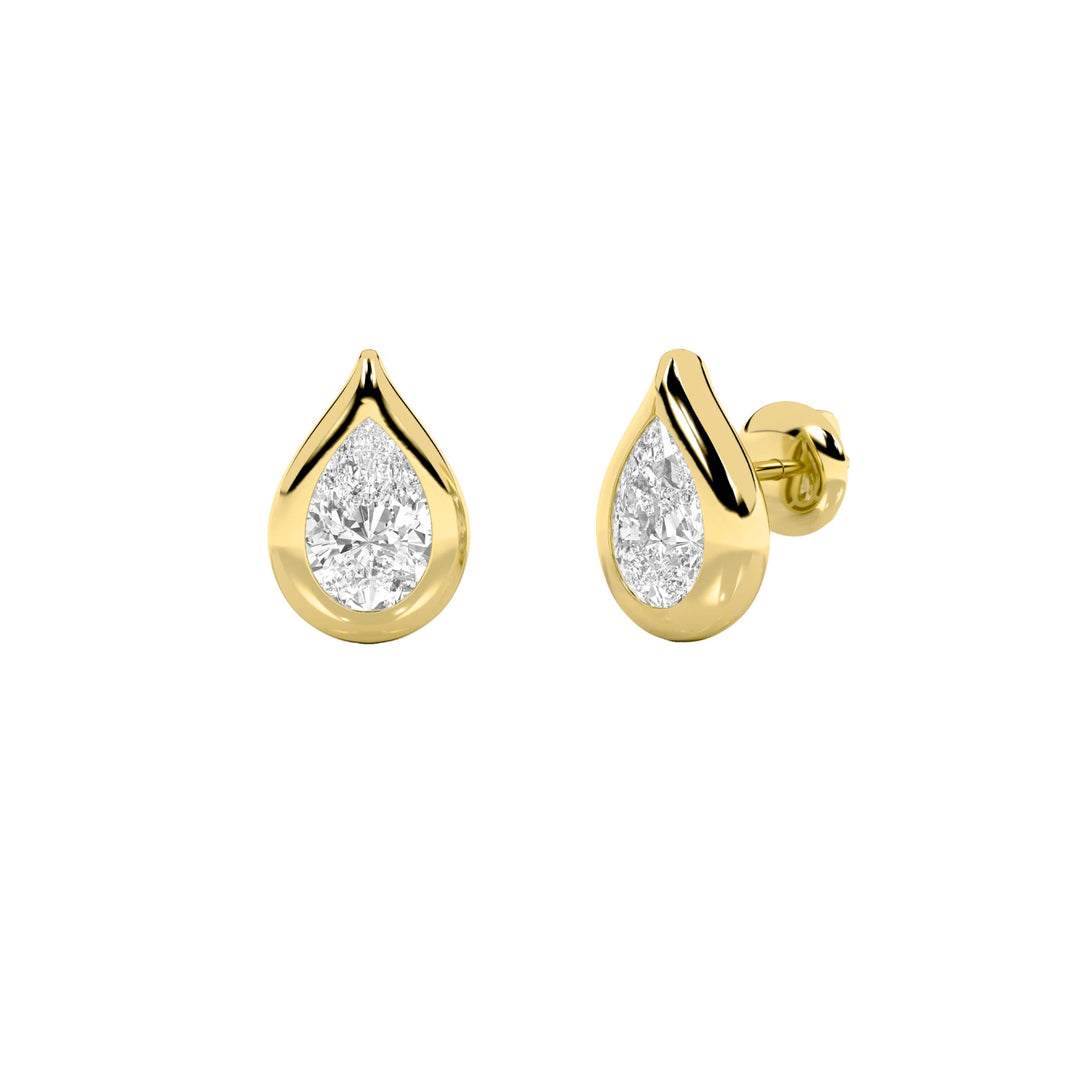 2CTW Pear Shaped Lab Grown Diamond (F/VS) Stud Earrings in 14K Gold