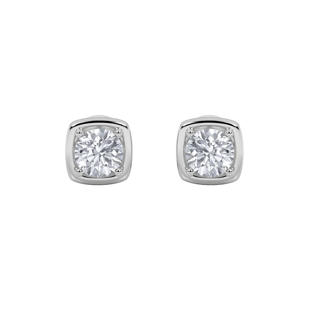 2CTW Round Shaped Lab Grown Diamond (F/VS) Stud Earrings in 14K Gold