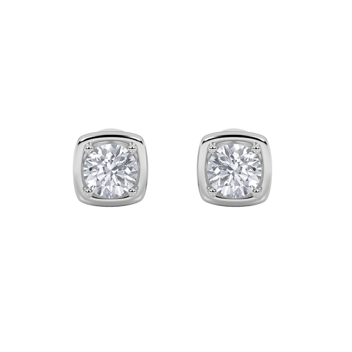 2CTW Round Shaped Lab Grown Diamond (F/VS) Stud Earrings in 14K Gold