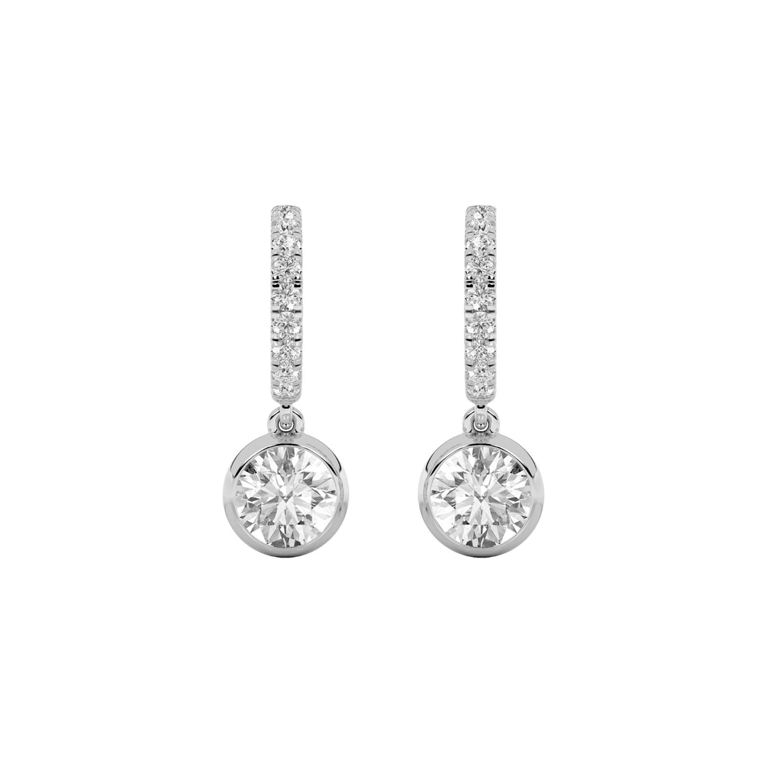 2CTW Round Shaped Lab Grown Diamond (F/VS) Dangle Earrings in 14K Gold