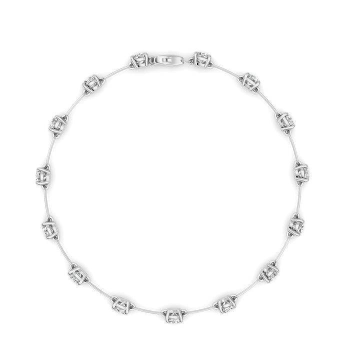 3Cttw Round Shaped Lab Grown Diamond (F/VS) Station Bracelet in 14K Gold