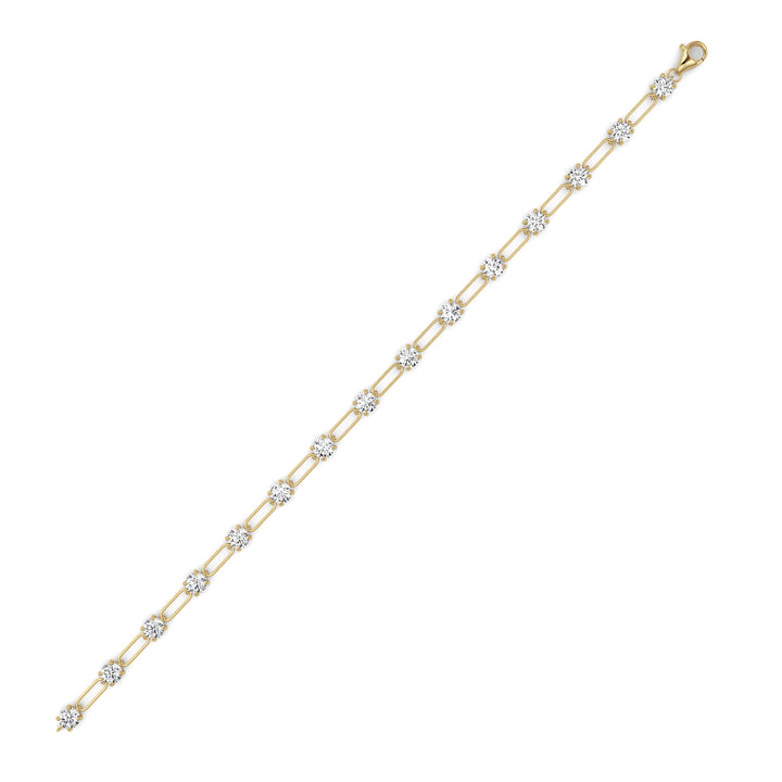 3Cttw Round Shaped Lab Grown Diamond (F/VS) Station Bracelet in 14K Gold