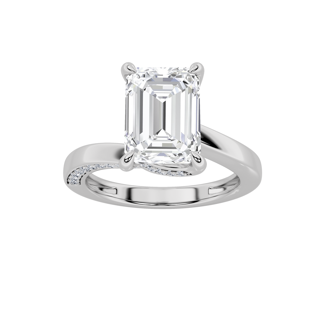 14KW 3ct Lab Diamond Emerald Solitaire Ring