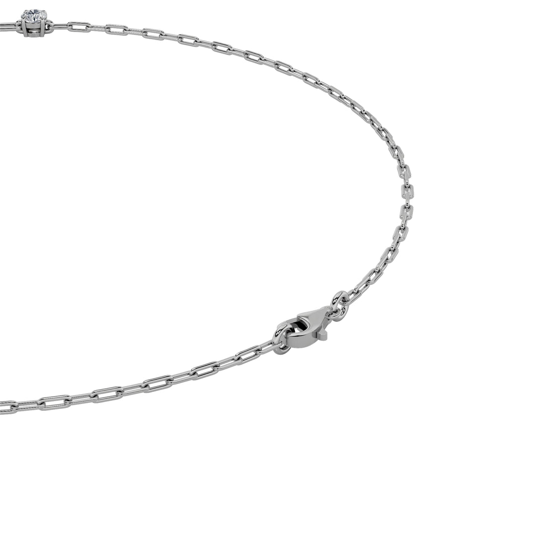 4Cttw Emerald, Pear, Oval and Round Shaped Lab Grown Diamond (F/VS) Station Necklace in 14K Gold
