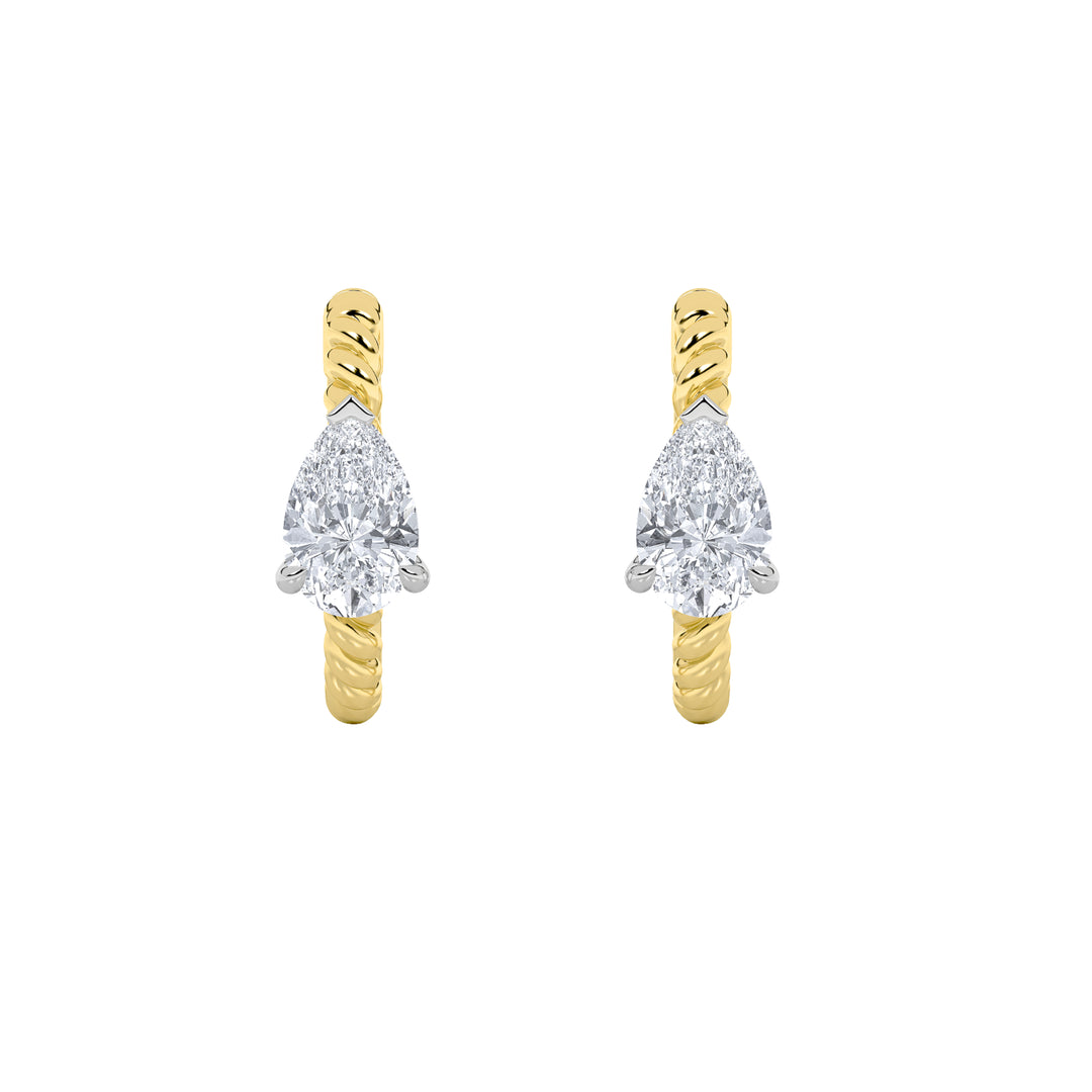 1CTW Pear Shaped Lab Grown Diamond (F/VS) Hoop Earrings in 14K Gold