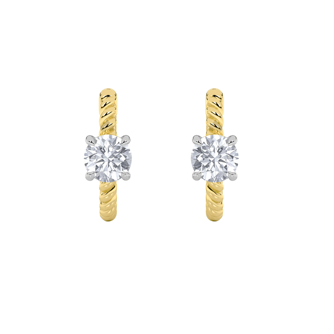1CTW Round Shaped Lab Grown Diamond (F/VS) Accented Hoop Earrings in 14K Gold