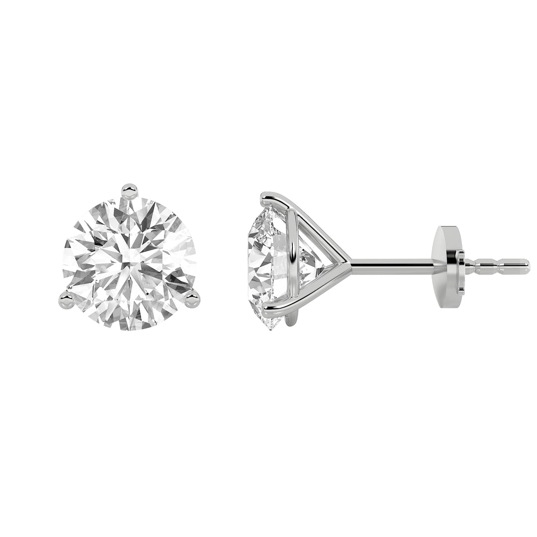 0.5Cttw Round Shaped Lab Grown Diamond (F/VS) Three Prong Martini Stud Earrings in 14K Gold