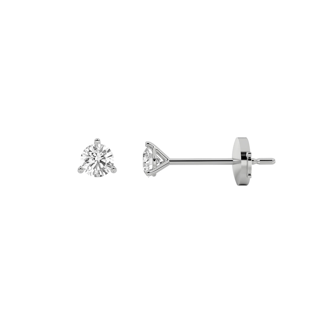 0.5CTW Round Shaped Lab Grown Diamond (G/VS) Three Prong Martini Stud Earrings in 14K Gold