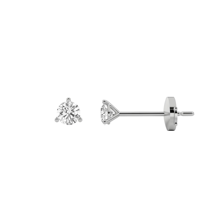 0.5CTW Round Shaped Lab Grown Diamond (G/VS) Three Prong Martini Stud Earrings in 14K Gold