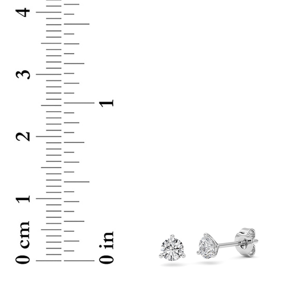 0.5CTW Round Shaped Lab Grown Diamond (G/VS) Three Prong Martini Stud Earrings in 14K Gold