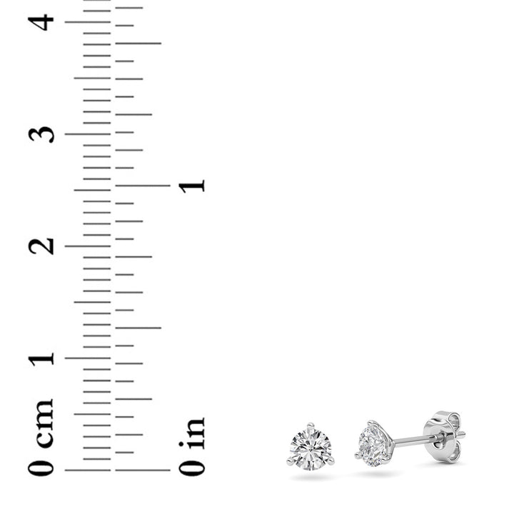 0.5CTW Round Shaped Lab Grown Diamond (G/VS) Three Prong Martini Stud Earrings in 14K Gold