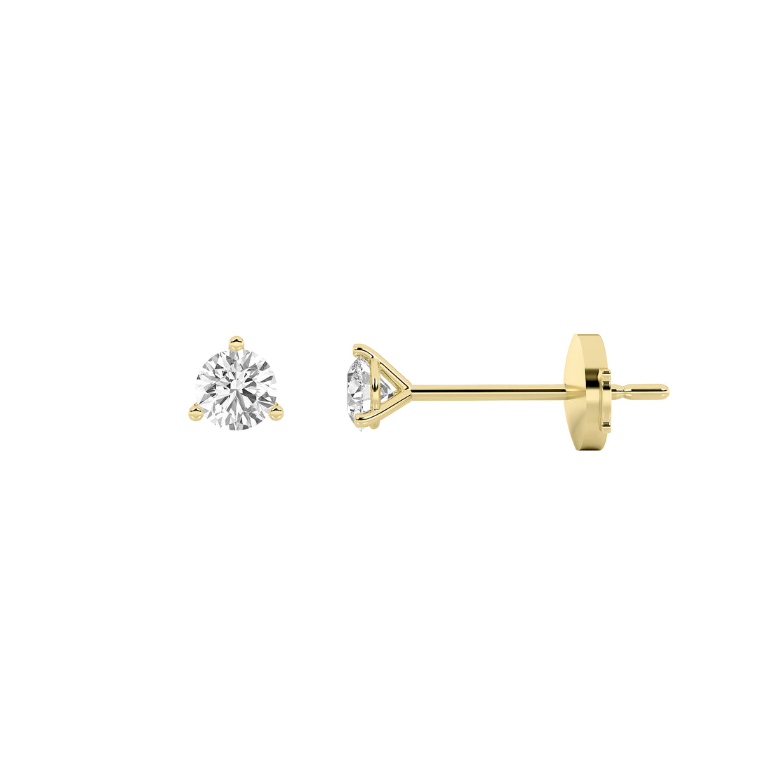 0.5CTW Round Shaped Lab Grown Diamond (G/VS) Three Prong Martini Stud Earrings in 14K Gold
