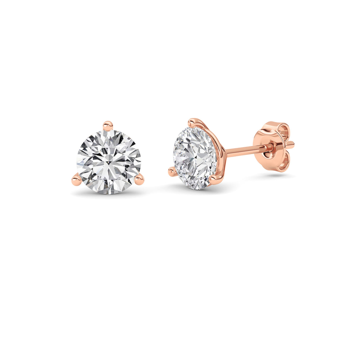 3CTW Round Shaped Lab Grown Diamond (F/VS) Earring in 14K Rose Gold