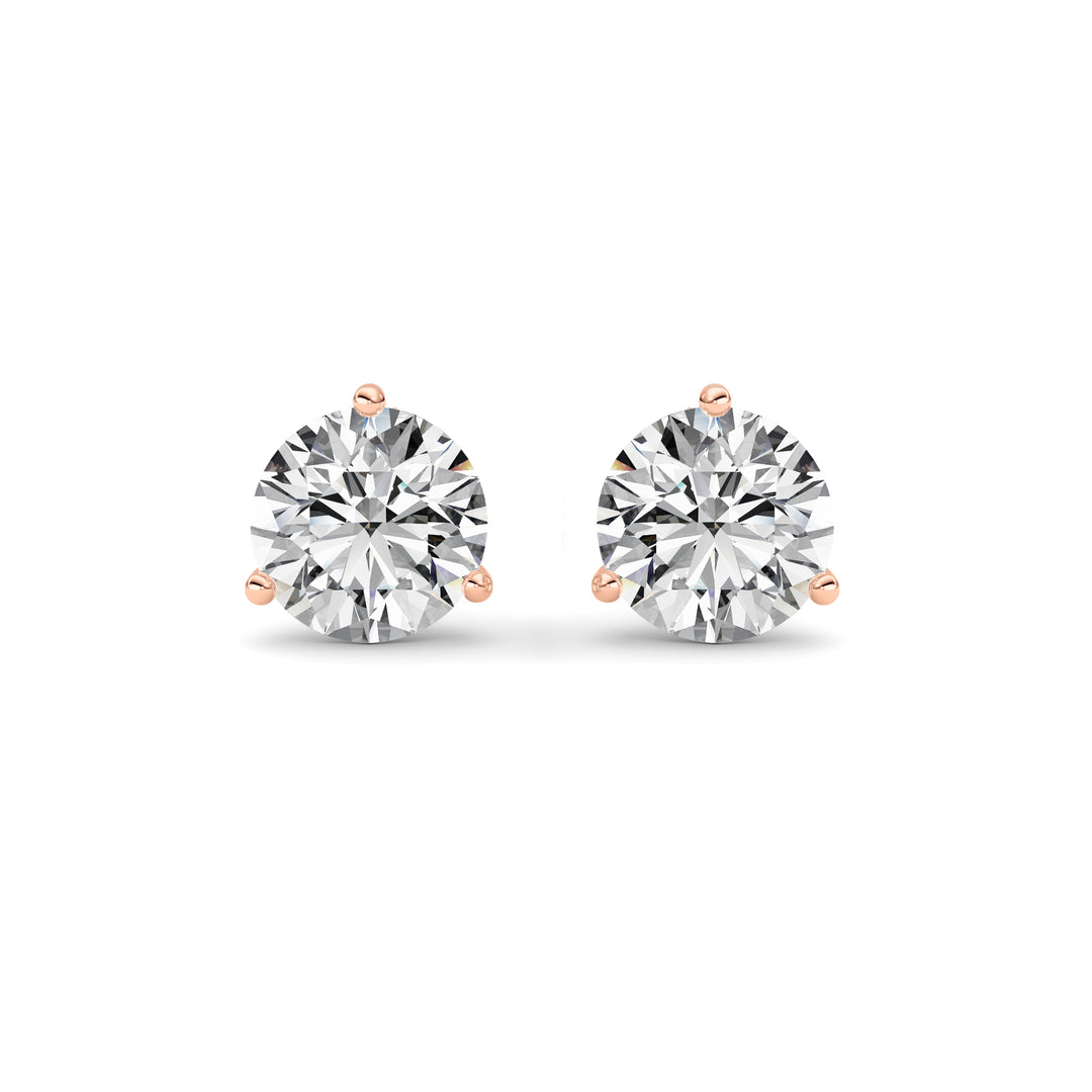 3.5CTW Round Shaped Lab Grown Diamond (F/VS) Earring in 14K Rose Gold