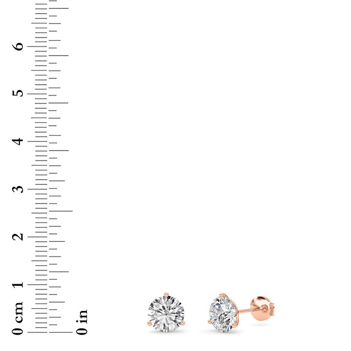 3.5CTW Round Shaped Lab Grown Diamond (F/VS) Earring in 14K Rose Gold