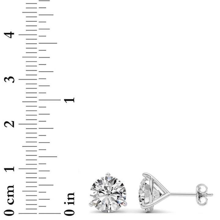 4.5Cttw Round Shaped Lab Grown Diamond (G/VS) Three Prong Martini Stud Earrings in 14K White Gold
