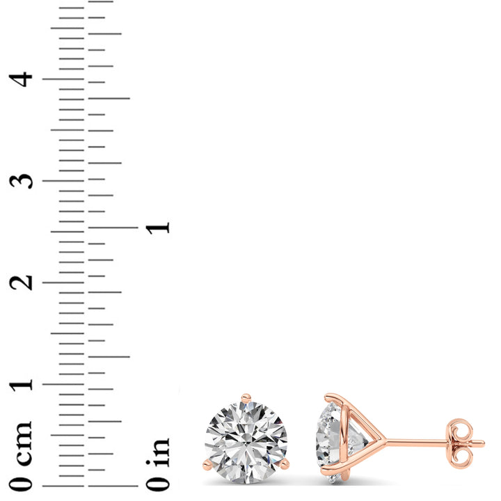 5Cttw Round Shaped Lab Grown Diamond (G/VS) ThreeProng Martini Stud Earrings in 14K Gold