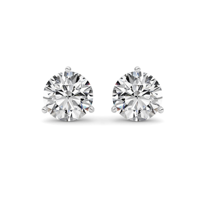 5.5Cttw Round Shaped Lab Grown Diamond (G/VS) Three Prong Martini Stud Earrings in 14K White Gold