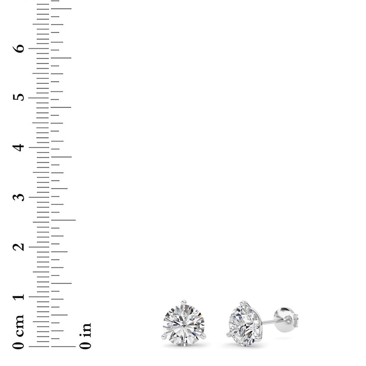 5.5Cttw Round Shaped Lab Grown Diamond (G/VS) Three Prong Martini Stud Earrings in 14K White Gold