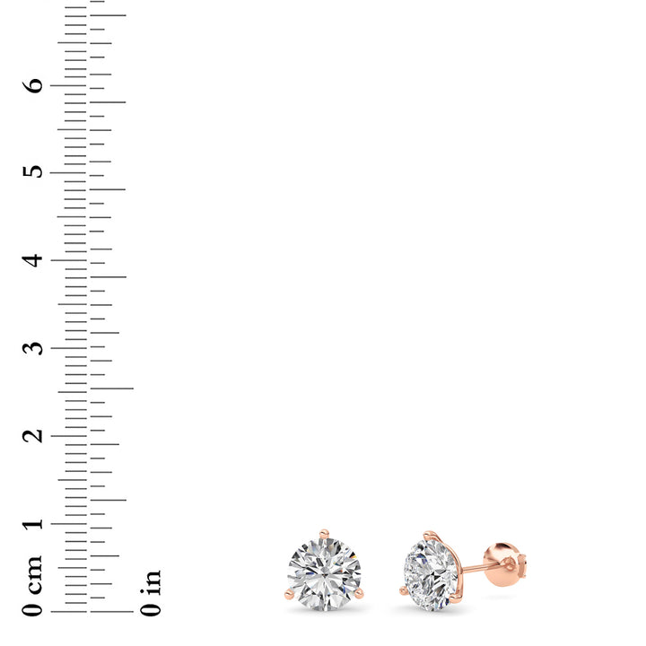 5.5Cttw Round Shaped Lab Grown Diamond (G/VS) Three Prong Martini Stud Earrings in 14K Gold