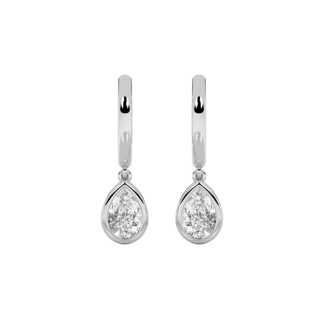 1CTW Pear Shaped Lab Grown Diamond (F/VS) Dangle Earrings in 14K Gold