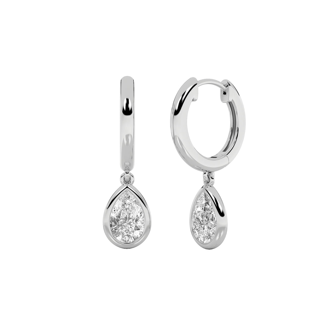 1CTW Pear Shaped Lab Grown Diamond (F/VS) Dangle Earrings in 14K Gold