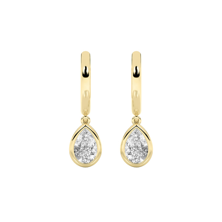 1CTW Pear Shaped Lab Grown Diamond (F/VS) Dangle Earrings in 14K Gold