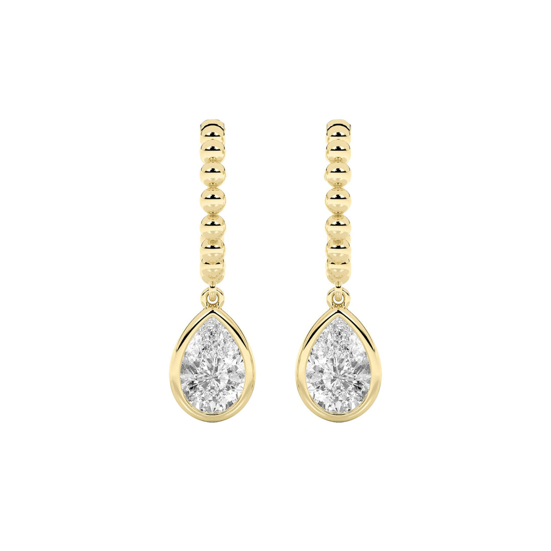 1CTW Pear Shaped Lab Grown Diamond (F/VS) Dangle Earrings in 14K Gold