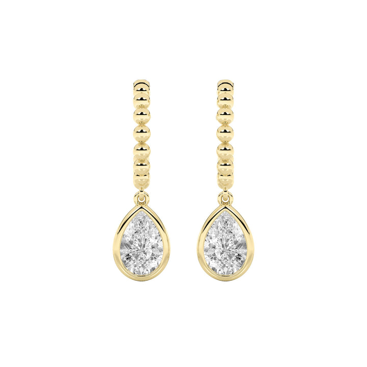 1CTW Pear Shaped Lab Grown Diamond (F/VS) Dangle Earrings in 14K Gold